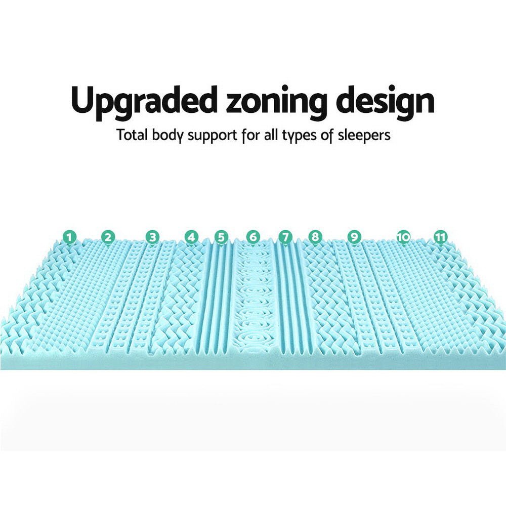 11 - zone Memory Foam Mattress Topper 8cm - Double - Home & Garden > Bedding - Bedzy Australia