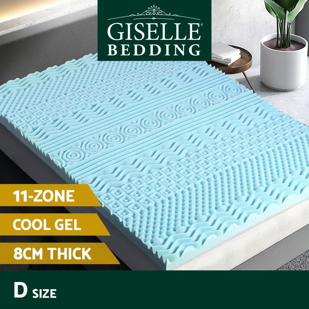 11 - zone Memory Foam Mattress Topper 8cm - Double - Home & Garden > Bedding - Bedzy Australia