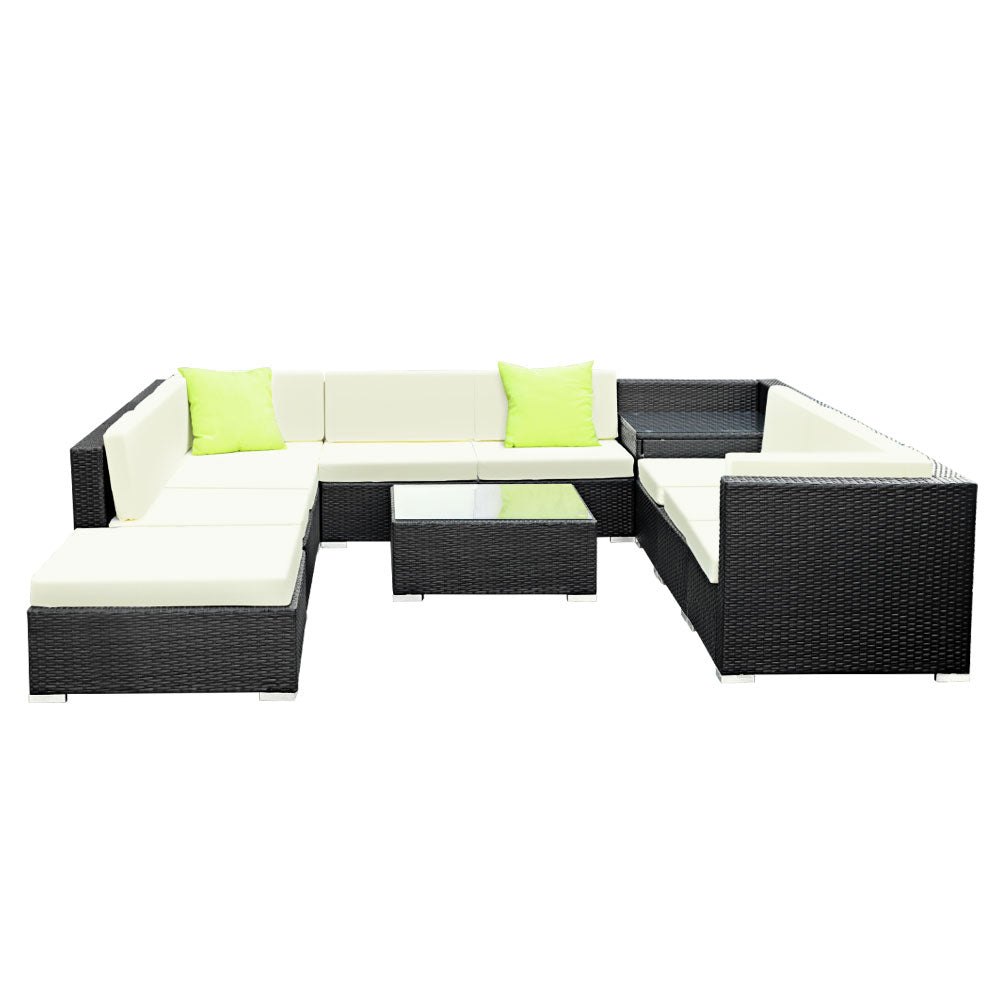 11PC Outdoor Furniture Sofa Set Wicker Garden Patio Lounge - Furniture > Outdoor - Bedzy Australia