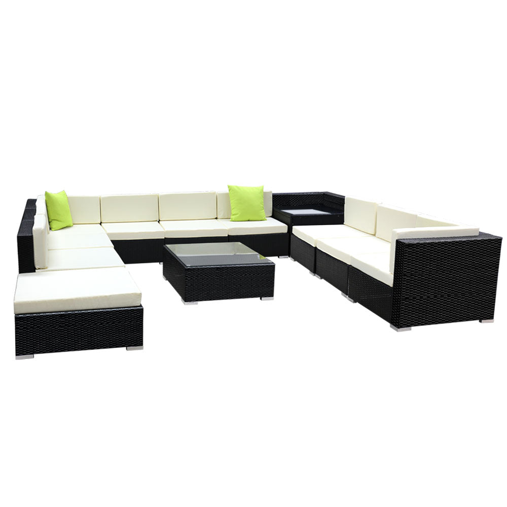 12PC Outdoor Furniture Sofa Set Wicker Garden Patio Lounge - Furniture > Outdoor - Bedzy Australia