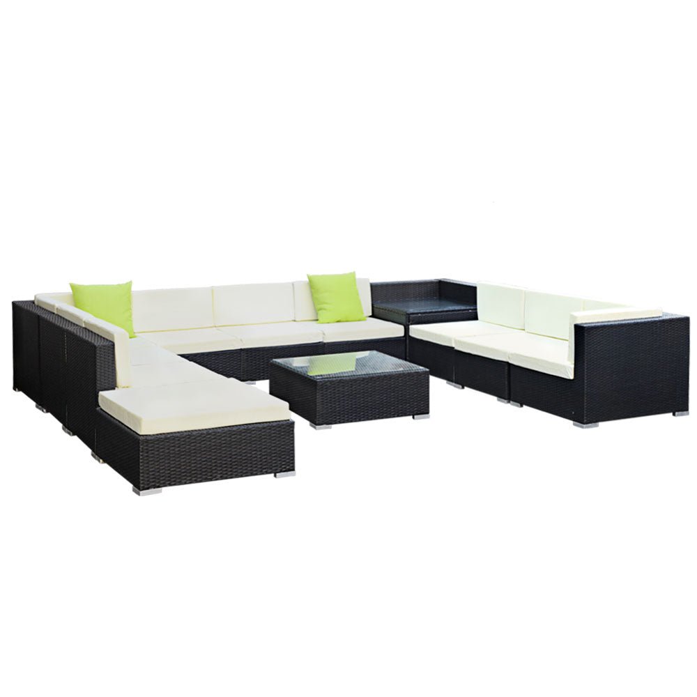 12PC Outdoor Furniture Sofa Set Wicker Garden Patio Lounge - Furniture > Outdoor - Bedzy Australia