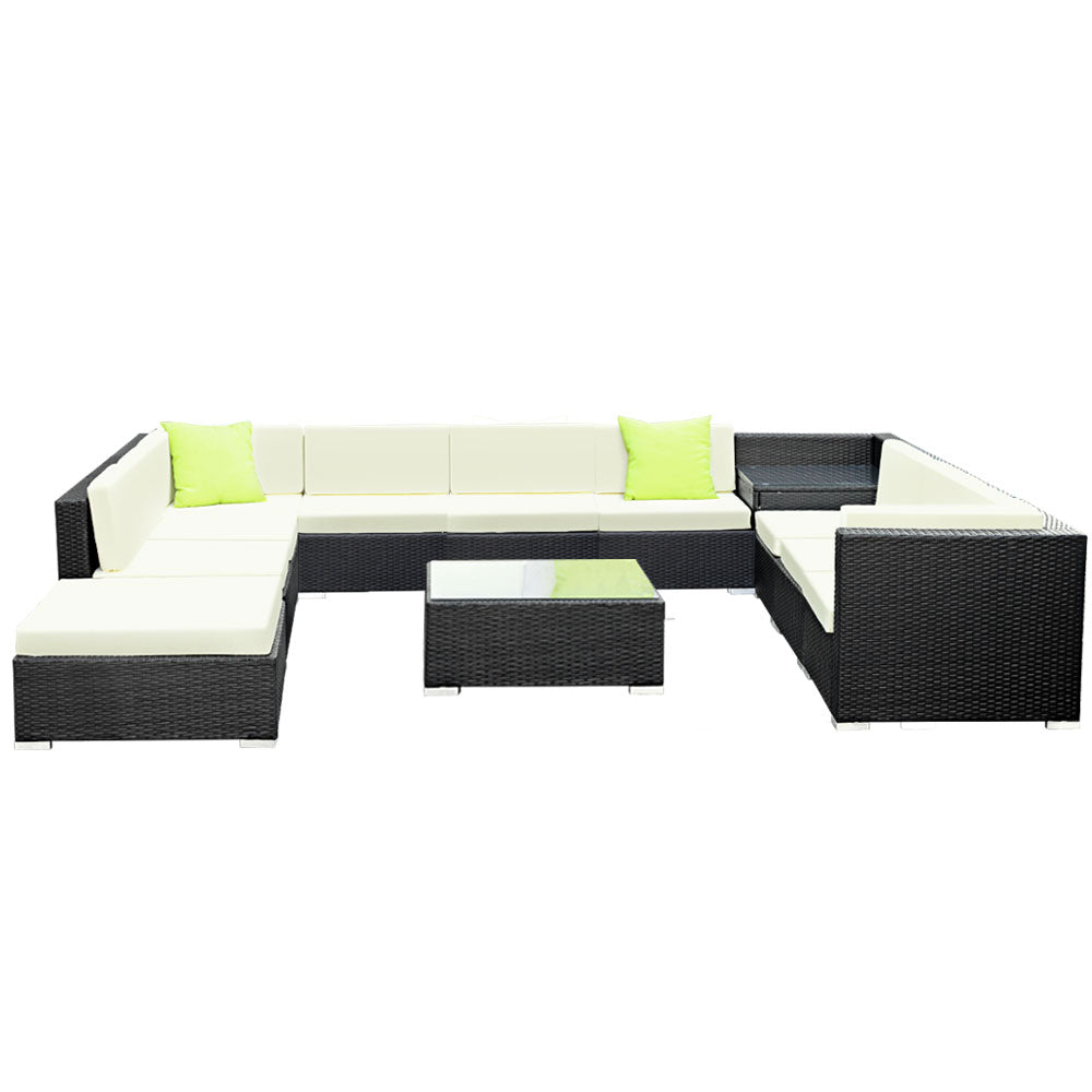 12PC Outdoor Furniture Sofa Set Wicker Garden Patio Lounge - Furniture > Outdoor - Bedzy Australia