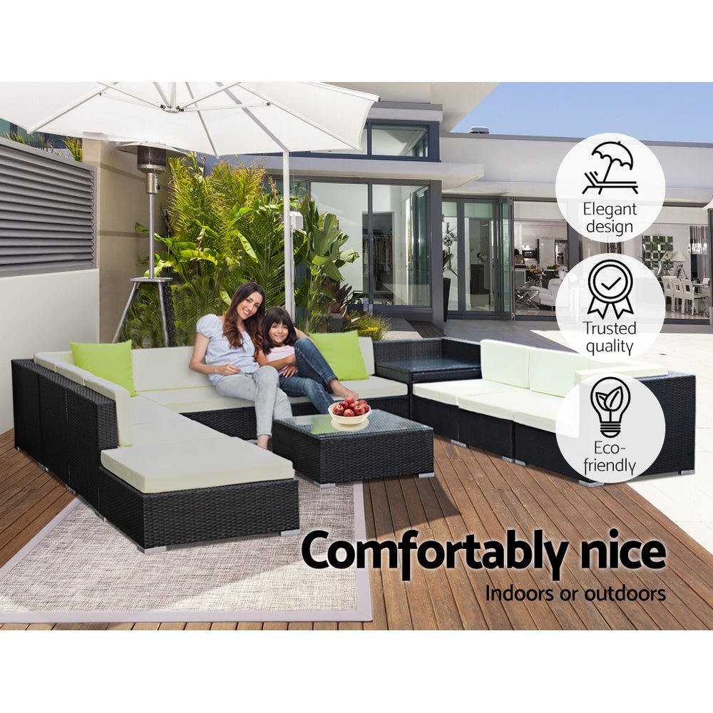 12PC Outdoor Furniture Sofa Set Wicker Garden Patio Lounge - Furniture > Outdoor - Bedzy Australia