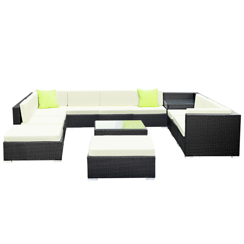 13-Piece Outdoor Sofa Set Wicker Couch Lounge Setting 11 Seater - Furniture > Outdoor - Bedzy Australia