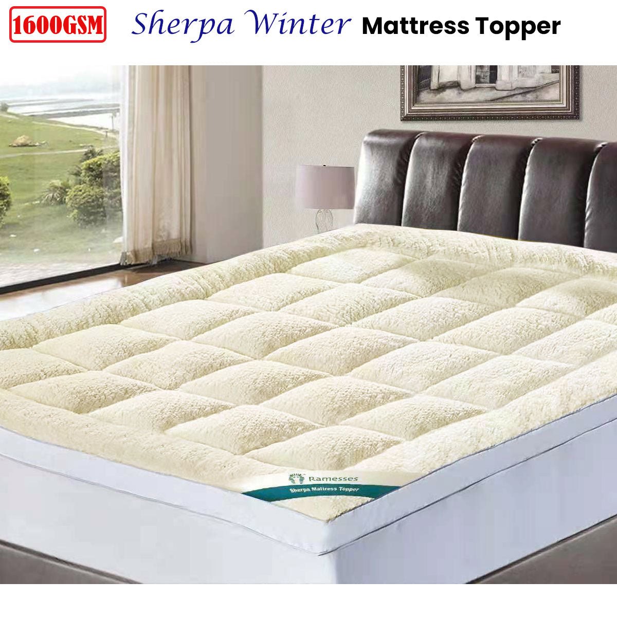 1600GSM Sherpa Winter Mattress Topper Double - Home & Garden > Bathroom Accessories - Bedzy Australia