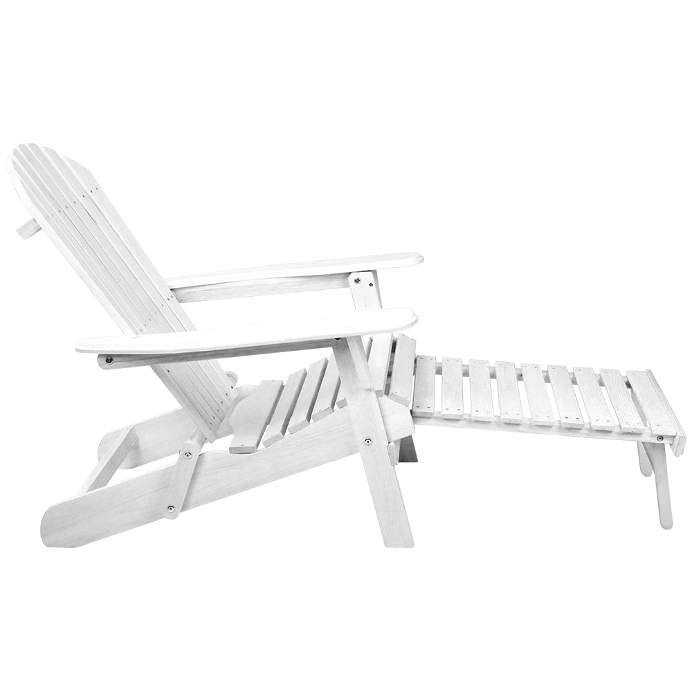 2PC Adirondack Outdoor Chairs Wood Foldable Sun Lounge Patio Furniture - Furniture > Outdoor - Bedzy Australia