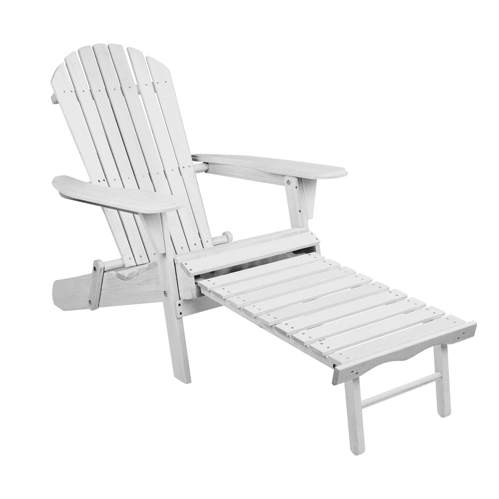 2PC Adirondack Outdoor Chairs Wood Foldable Sun Lounge Patio Furniture - Furniture > Outdoor - Bedzy Australia