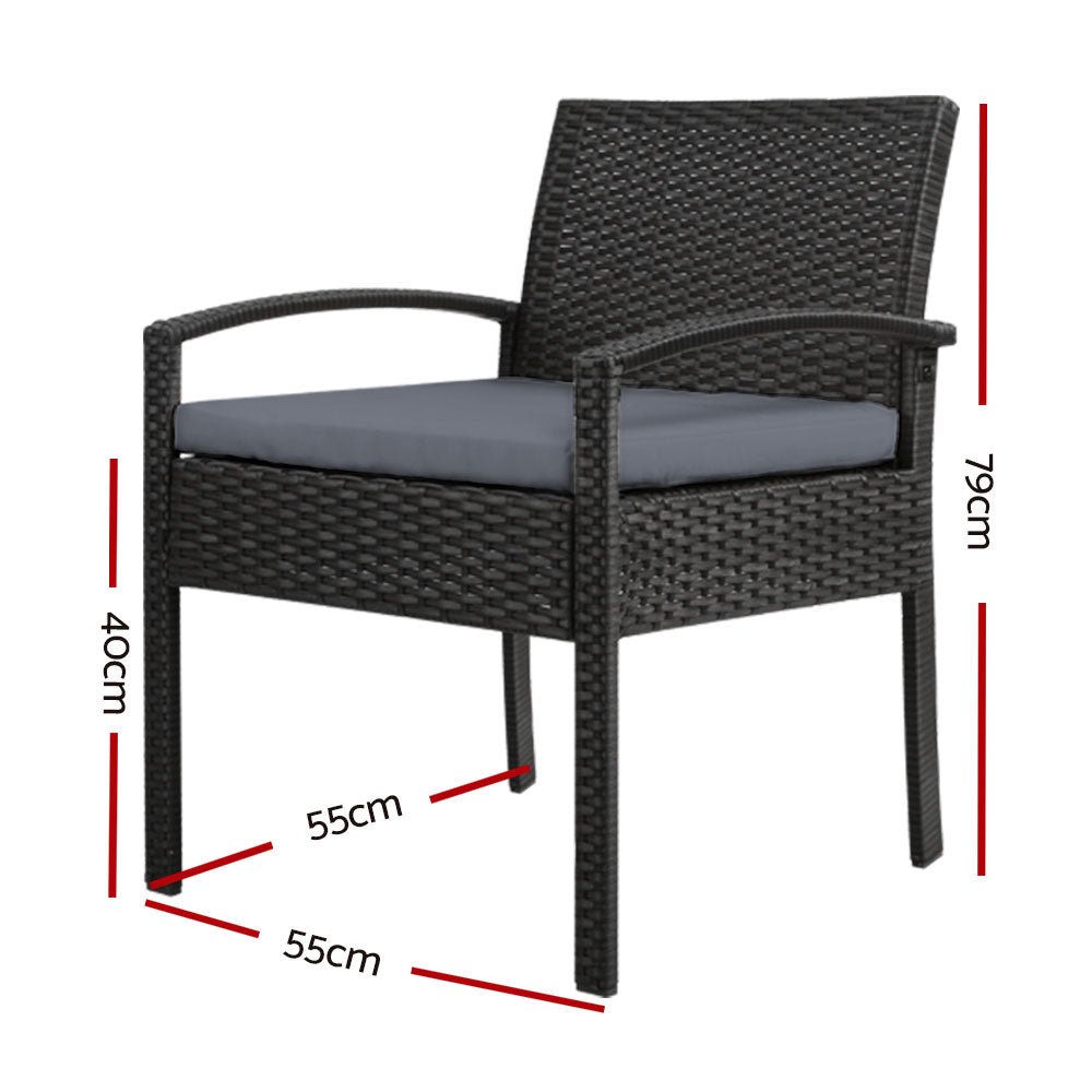 2PC Outdoor Dining Chairs Patio Furniture Rattan Lounge Chair Cushion Felix - Furniture > Outdoor - Bedzy Australia