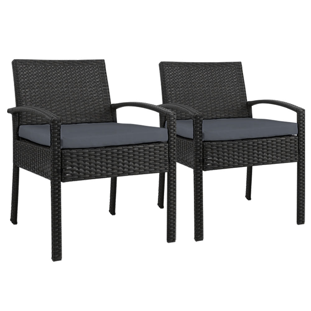 2PC Outdoor Dining Chairs Patio Furniture Rattan Lounge Chair Cushion Felix - Furniture > Outdoor - Bedzy Australia