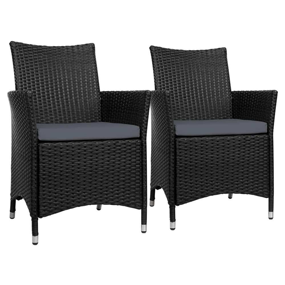 2PC Outdoor Dining Chairs Patio Furniture Wicker Garden Cushion Idris - Furniture > Outdoor - Bedzy Australia