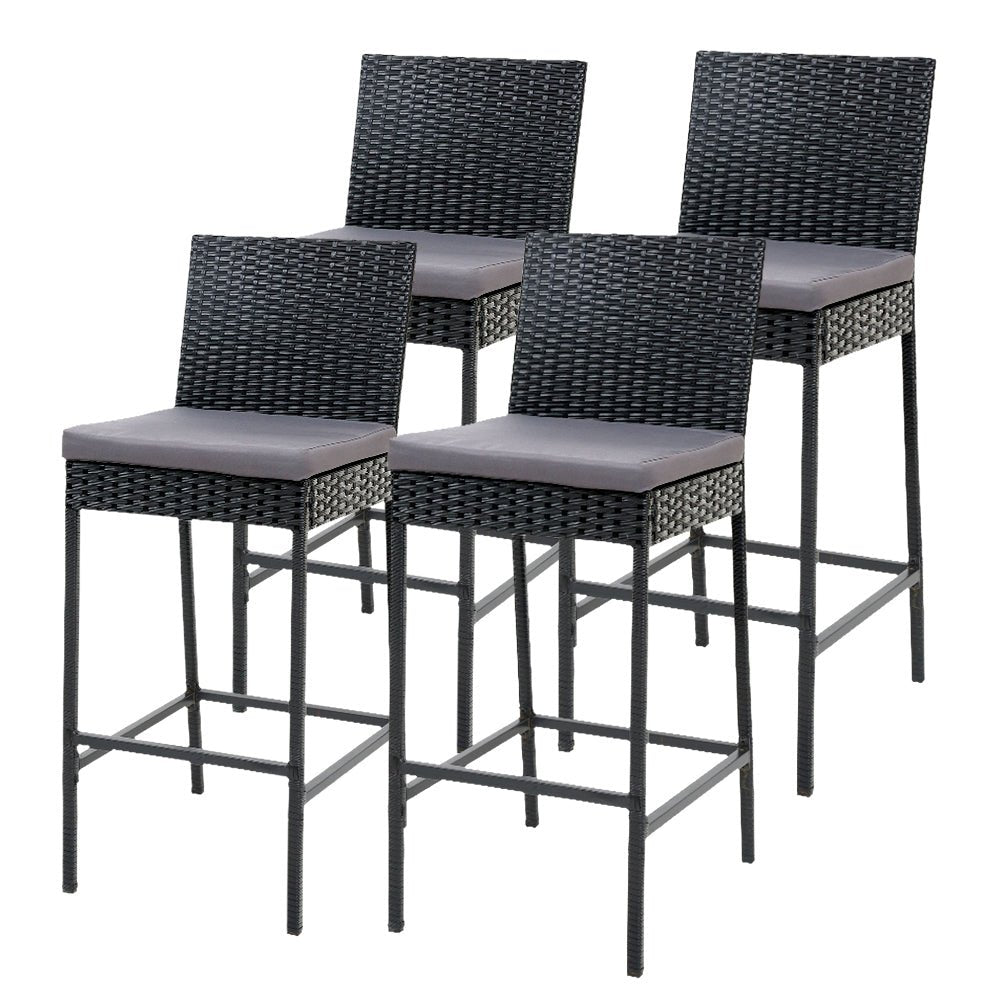 4-Piece Outdoor Bar Stools Dining Chair Bar Stools Rattan Furniture - Furniture > Outdoor - Bedzy Australia