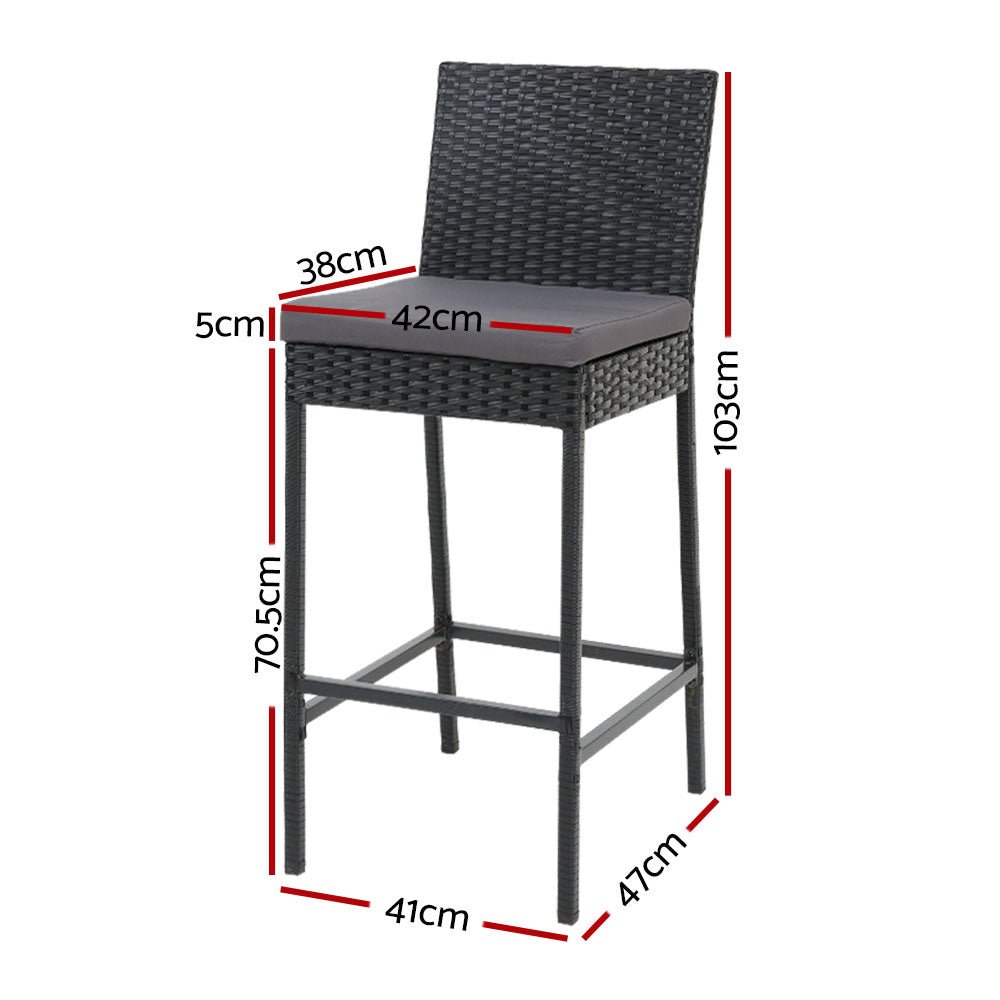 4-Piece Outdoor Bar Stools Dining Chair Bar Stools Rattan Furniture - Furniture > Outdoor - Bedzy Australia