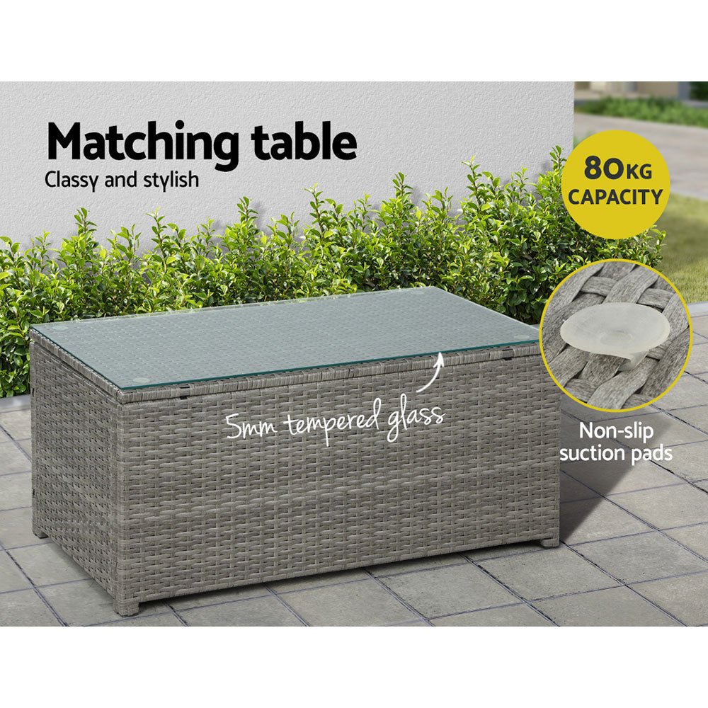 4-Piece Outdoor Sofa Set Wicker Couch Lounge Setting Grey - Furniture > Outdoor - Bedzy Australia