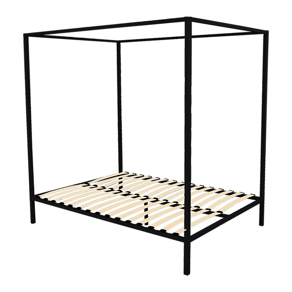 4 Poster Queen Bed Frame Black - Bedzy Australia