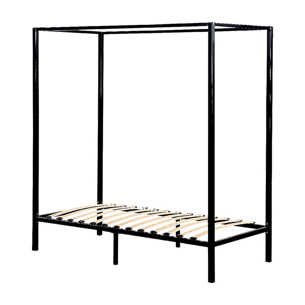 4 Poster Single Bed Frame Black - Bedzy Australia