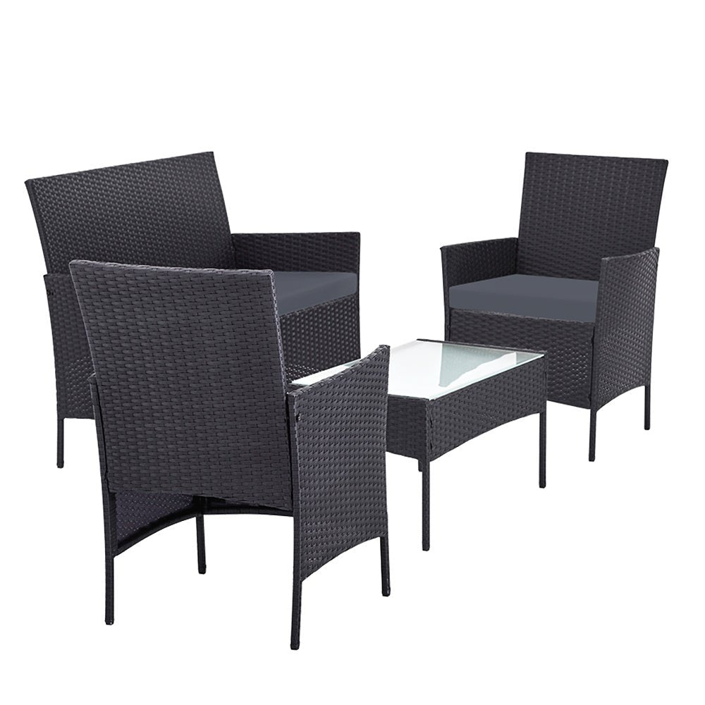 4 Seater Outdoor Sofa Set Wicker Setting Table Chair Furniture Dark Grey - Furniture > Outdoor - Bedzy Australia