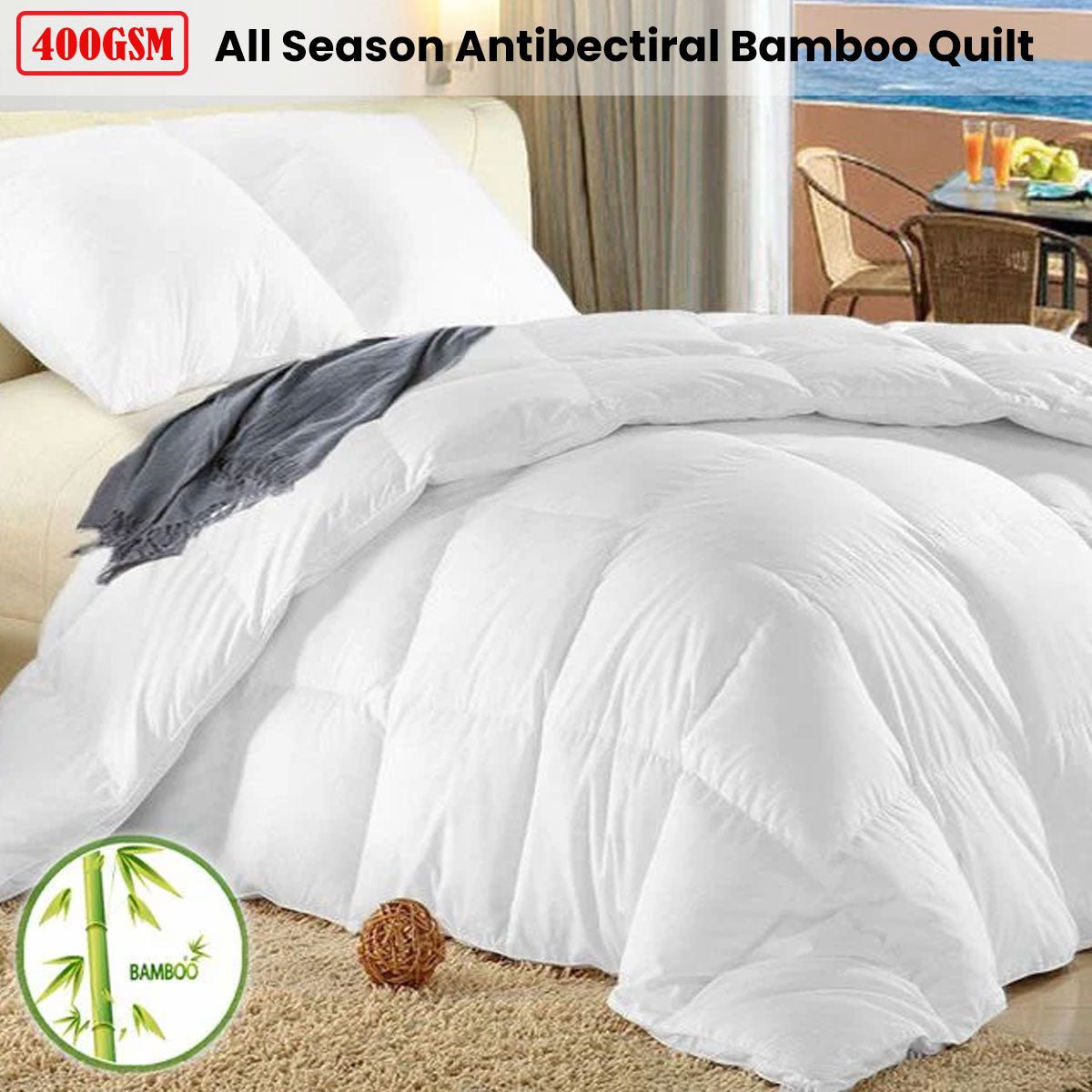 400GSM All Season Antibectiral Bamboo Quilt Queen - Home & Garden > Bathroom Accessories - Bedzy Australia