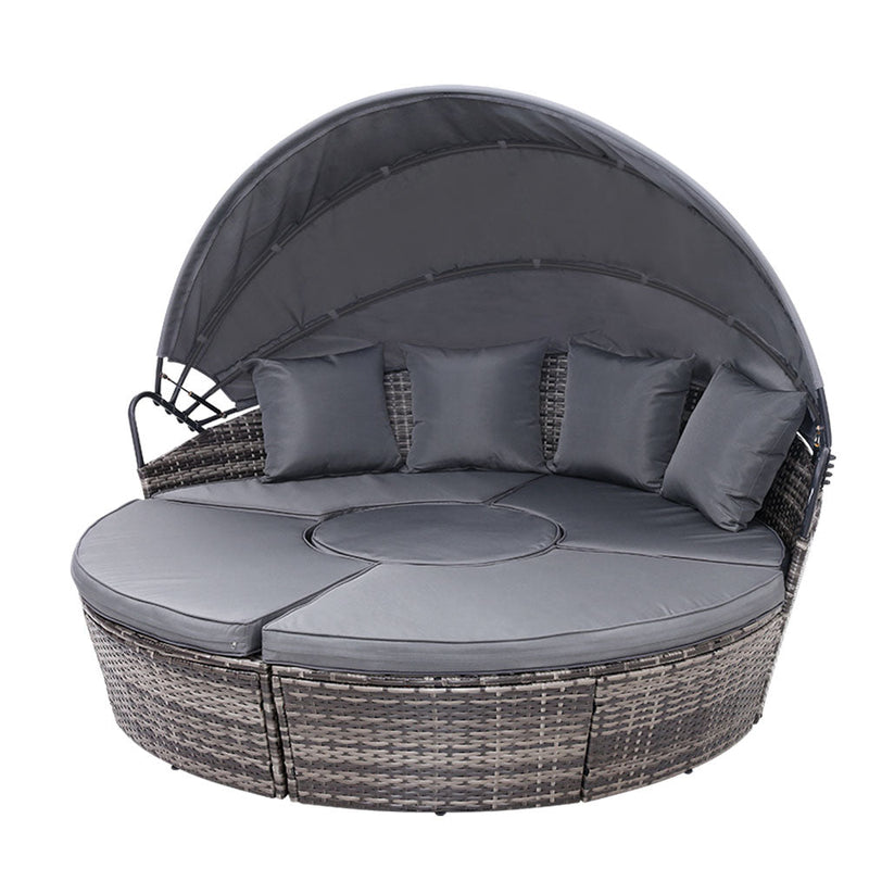 5 Piece Outdoor Day Bed With Shade (Grey) - Bedzy Australia