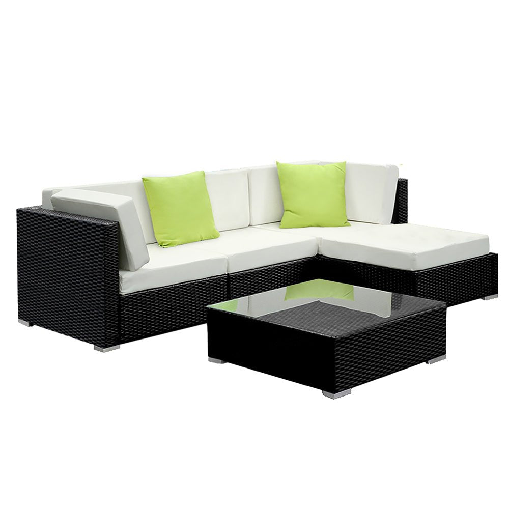 5-Piece Outdoor Sofa Set Wicker Couch Lounge Setting 4 Seater - Furniture > Outdoor - Bedzy Australia