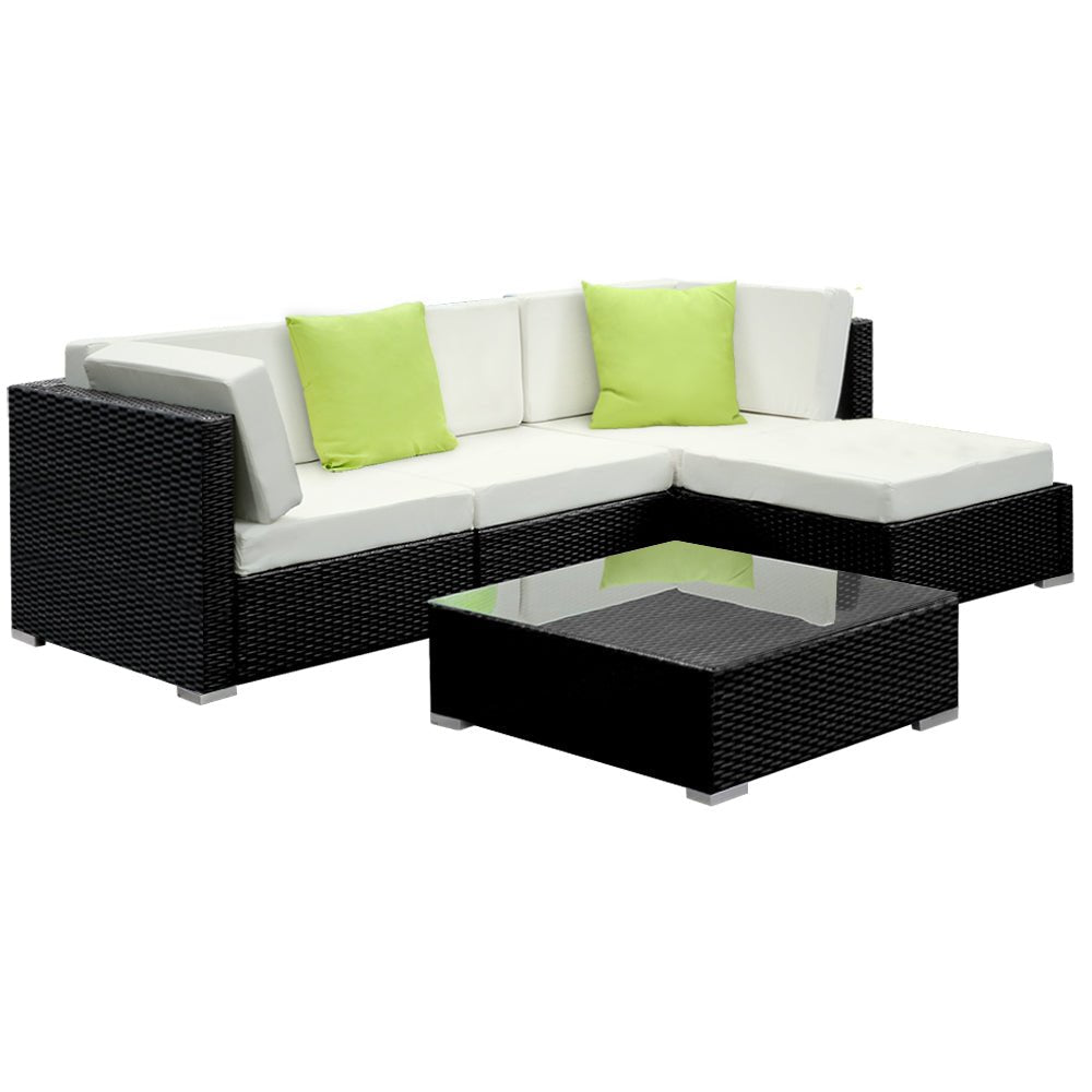 5-Piece Outdoor Sofa Set Wicker Couch Lounge Setting 4 Seater - Furniture > Outdoor - Bedzy Australia