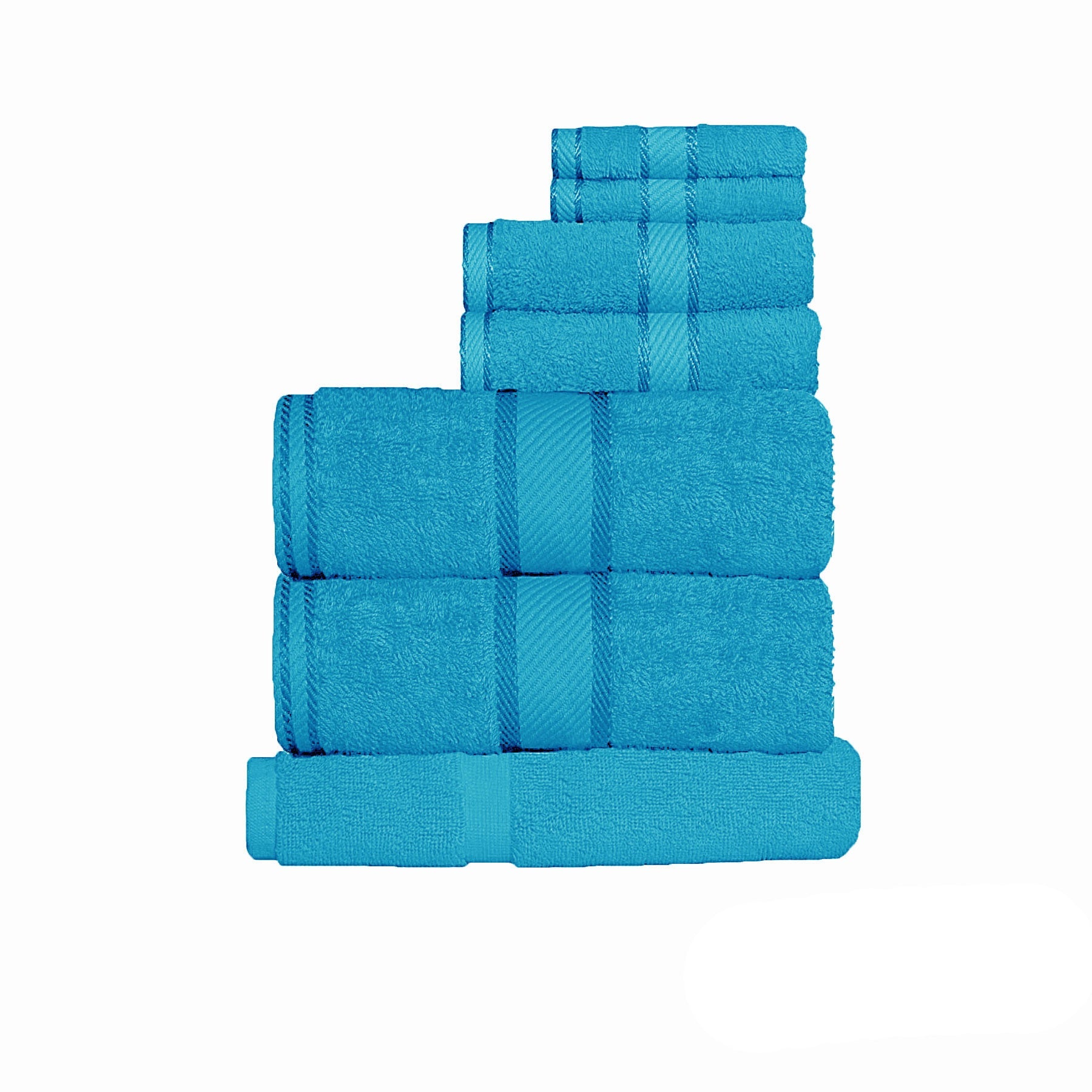 550gsm Cotton 7 Pce Towel Set Aqua - Home & Garden > Bathroom Accessories - Bedzy Australia