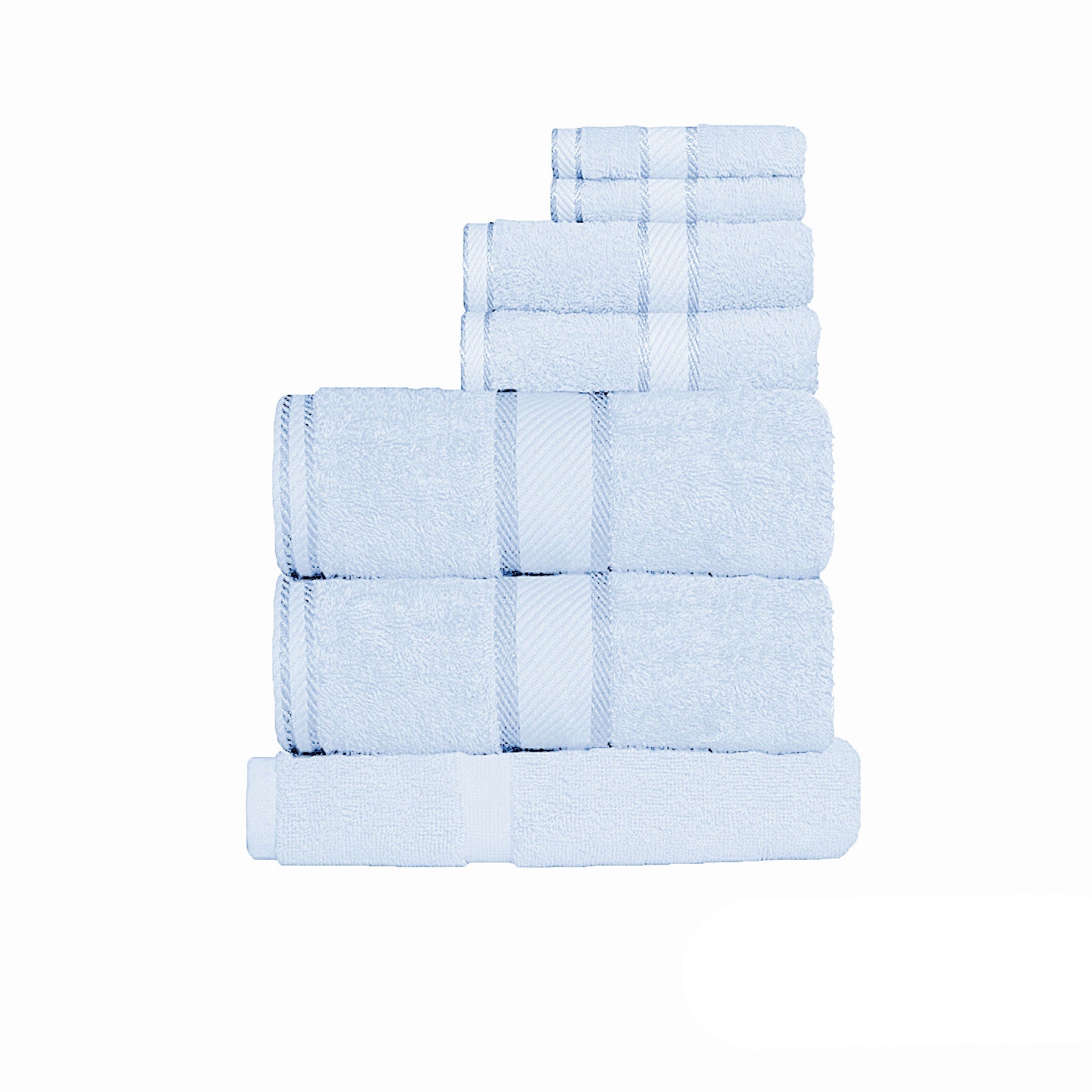 550gsm Cotton 7 Pce Towel Set Baby Blue - Home & Garden > Bathroom Accessories - Bedzy Australia