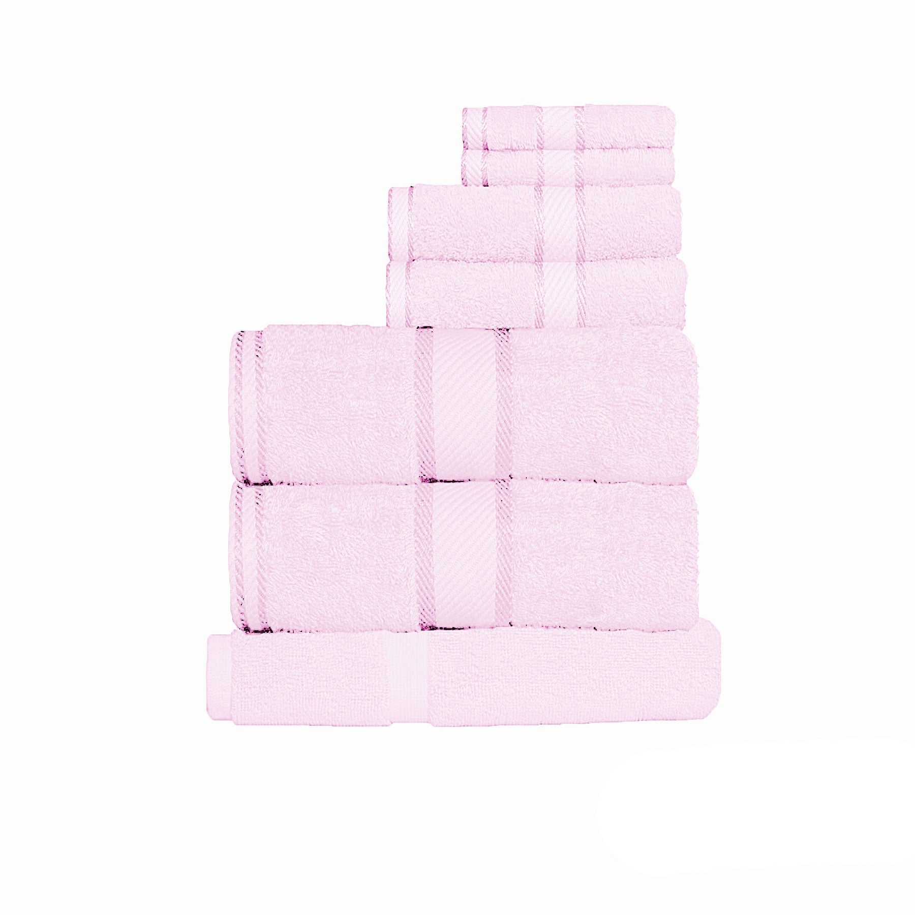 550gsm Cotton 7 Pce Towel Set Baby Pink - Home & Garden > Bathroom Accessories - Bedzy Australia