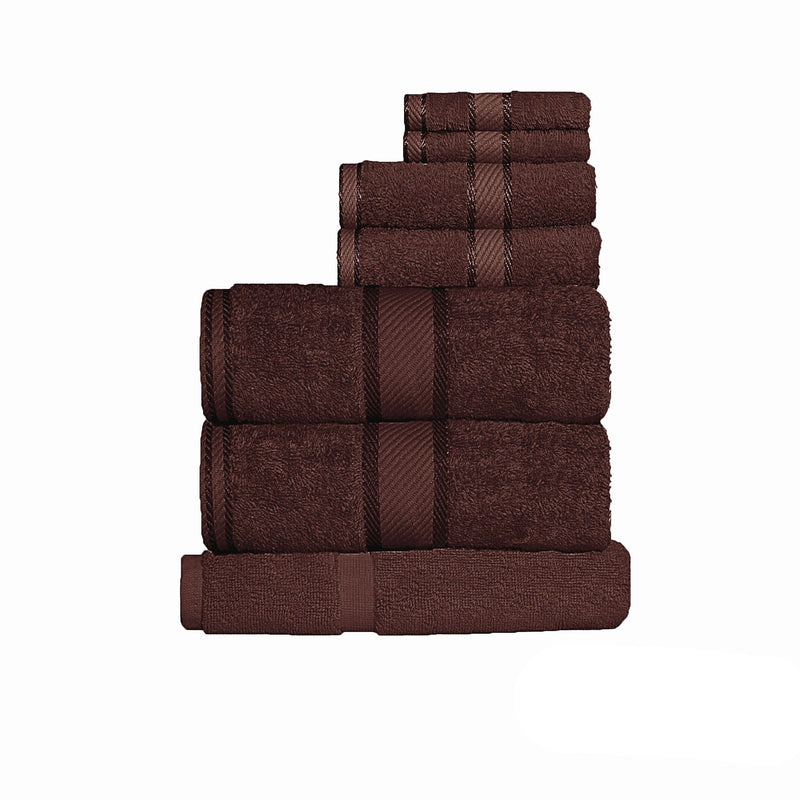 550gsm Cotton 7 Pce Towel Set Chocolate - Home & Garden > Bathroom Accessories - Bedzy Australia