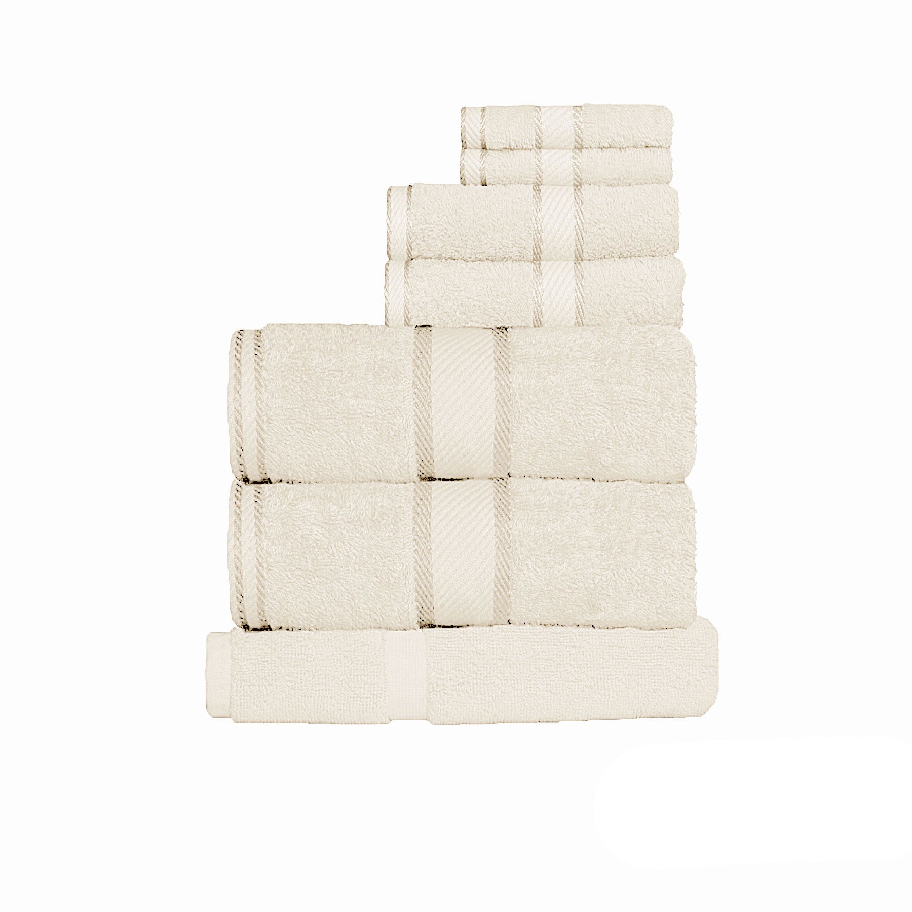 550gsm Cotton 7 Pce Towel Set Cream - Home & Garden > Bathroom Accessories - Bedzy Australia