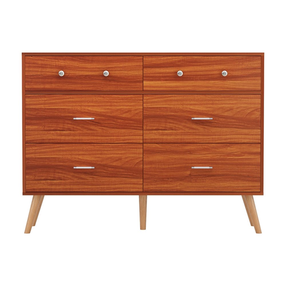 6 Chest of Drawers Storage Cabinet Walnut - Furniture > Bedroom > Dressers - Bedzy Australia