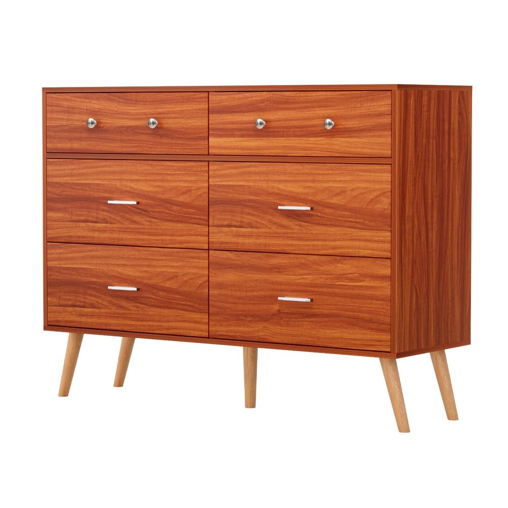 6 Chest of Drawers Storage Cabinet Walnut - Furniture > Bedroom > Dressers - Bedzy Australia