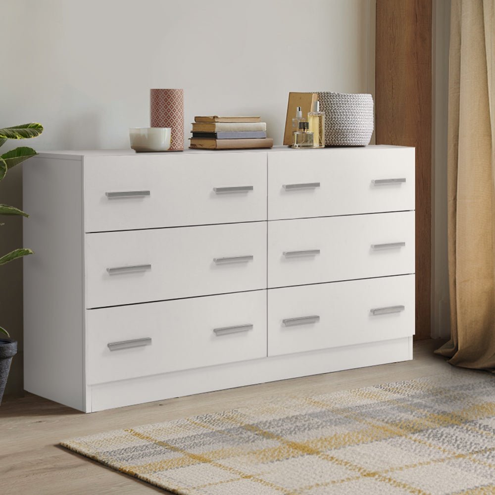 6 Drawer Lowboy Storage Dresser White - Bedzy Australia