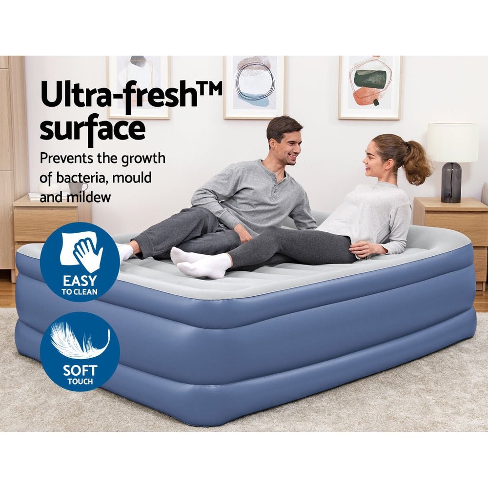 61 CM Thickness Air Bed Inflatable Mattress with Built - in Pump - Queen Size - Bedzy Australia