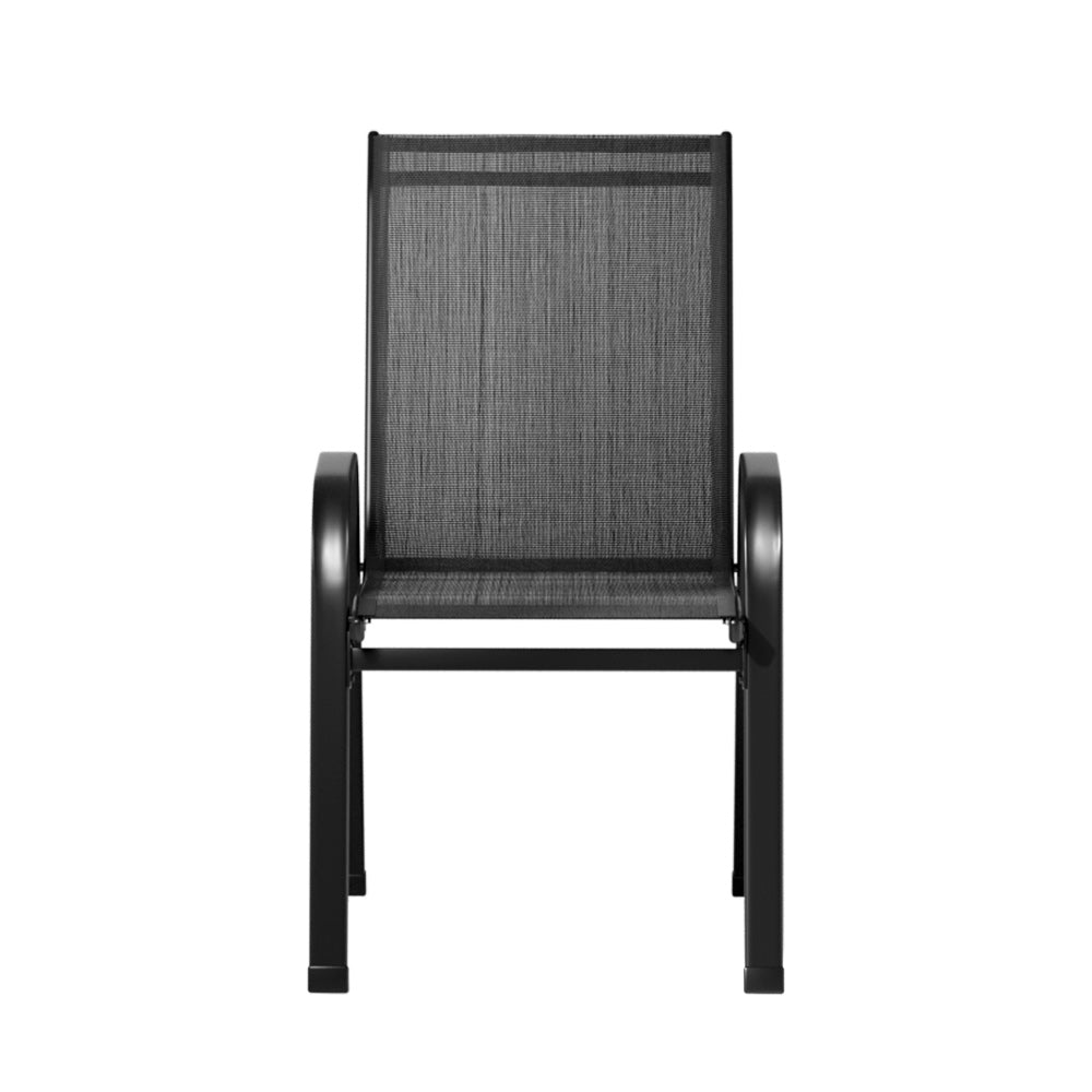 6PC Outdoor Dining Chairs Stackable Lounge Chair Patio Furniture Black - Furniture > Outdoor - Bedzy Australia