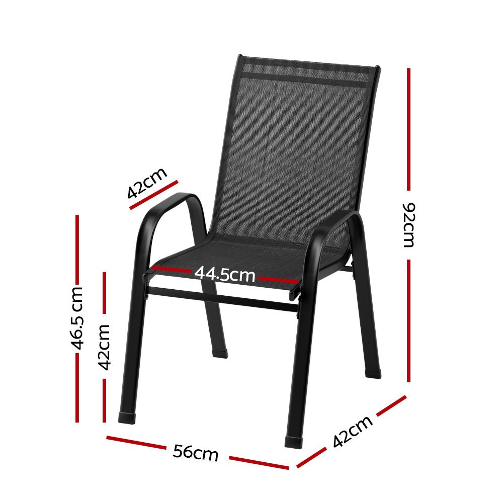 6PC Outdoor Dining Chairs Stackable Lounge Chair Patio Furniture Black - Furniture > Outdoor - Bedzy Australia