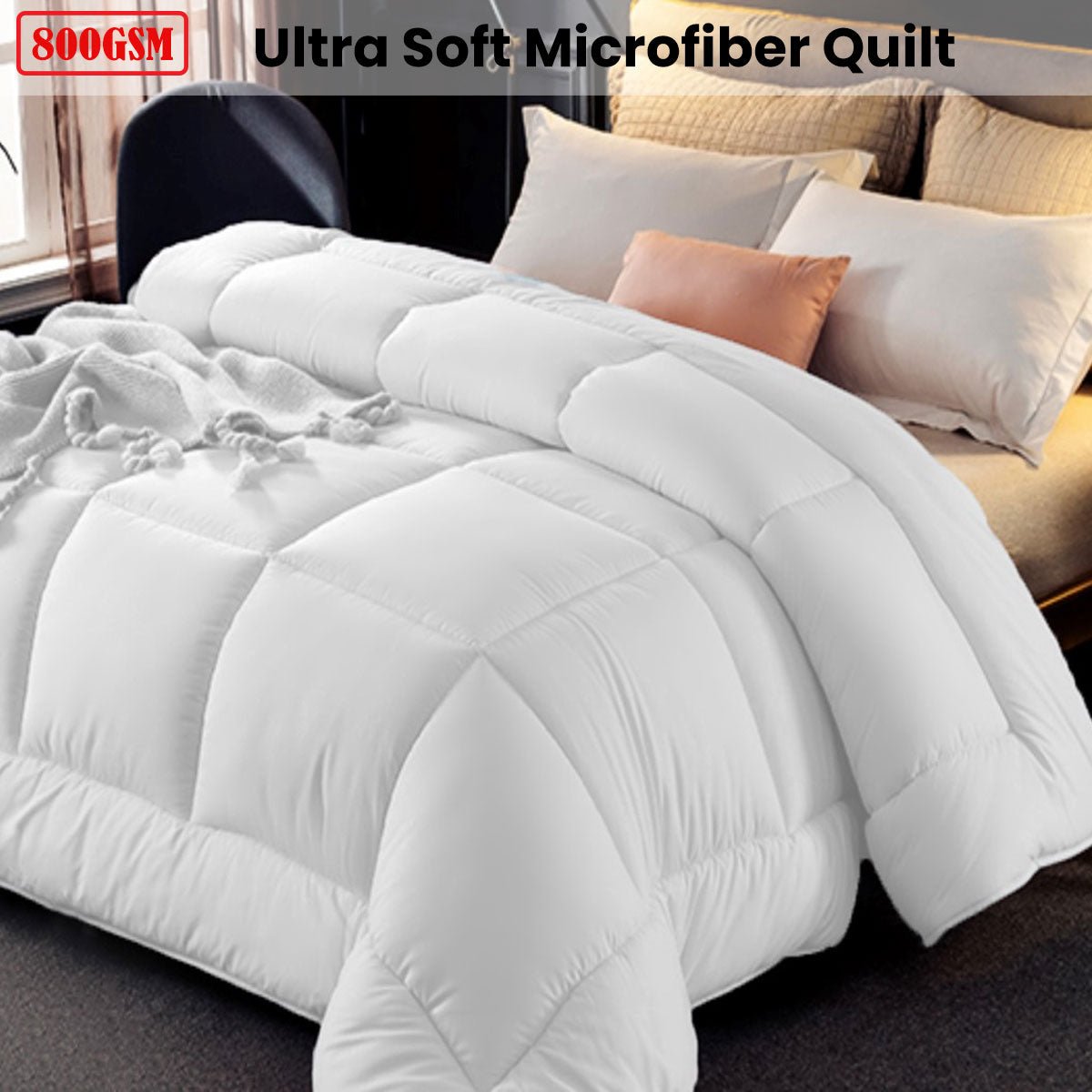 800GSM All Season Antibectiral Microfibre Quilt Double - Home & Garden > Bathroom Accessories - Bedzy Australia