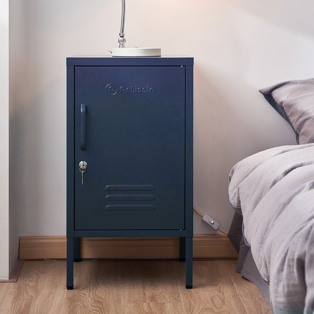 Bedside Table Metal Cabinet - Blue