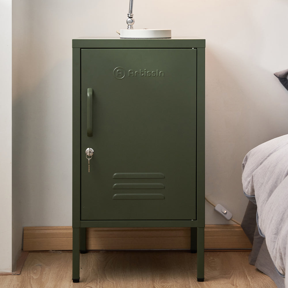 Bedside Table Metal Cabinet - Green