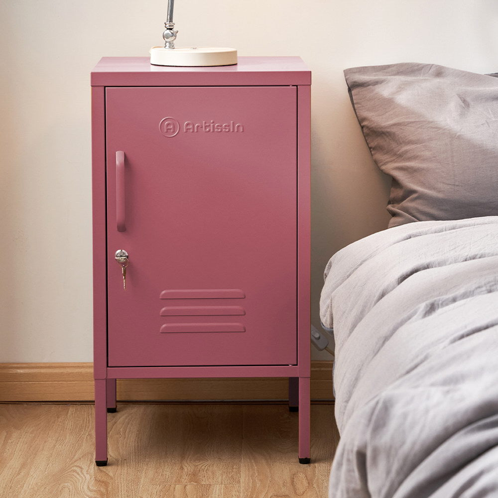 Bedside Table Metal Cabinet - MINI Pink