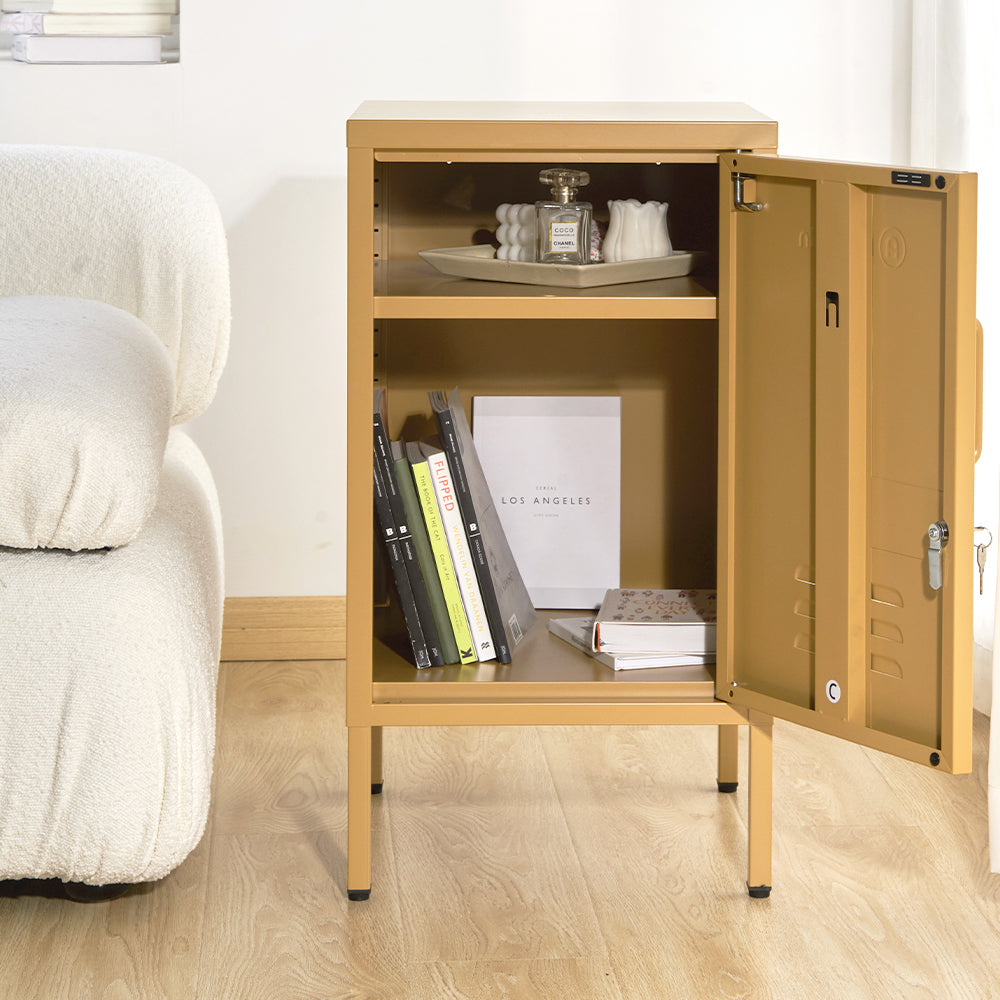 Metal Locker Style Bedside Table - Yellow