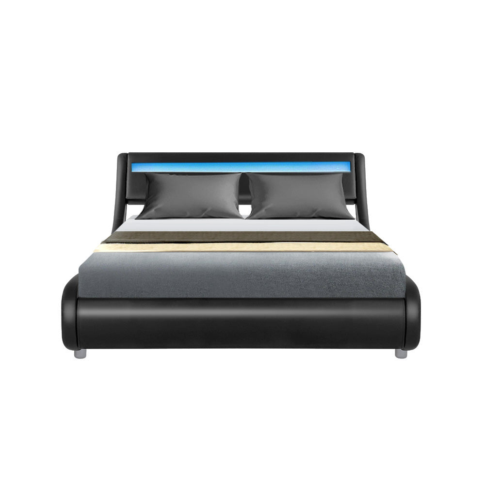 Werri PU Leather Double Bed Frame Base Black