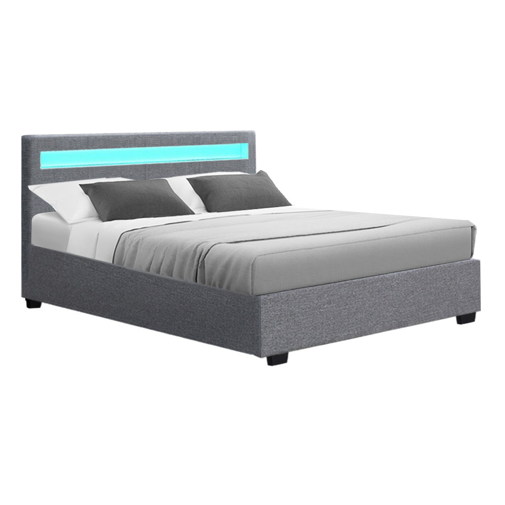 Wanda LED Storage Double Bed Frame Grey