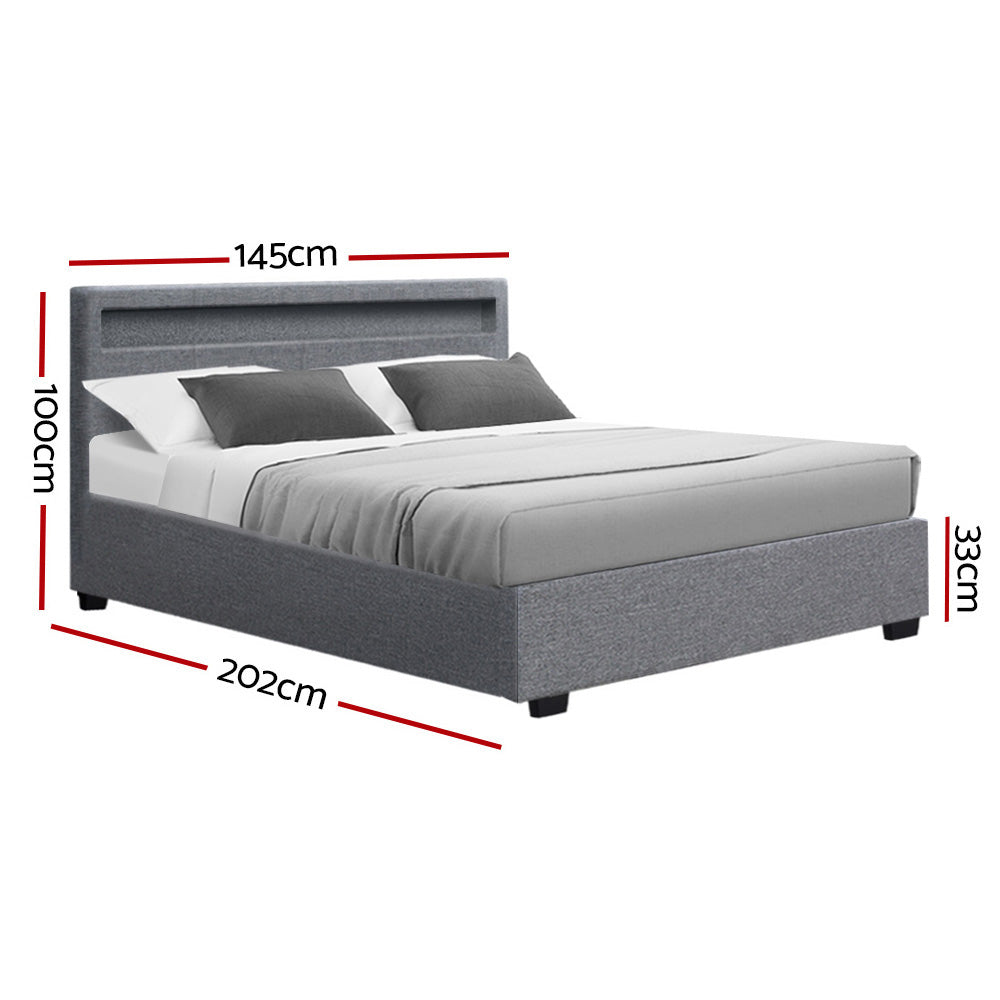 Wanda LED Storage Double Bed Frame Grey