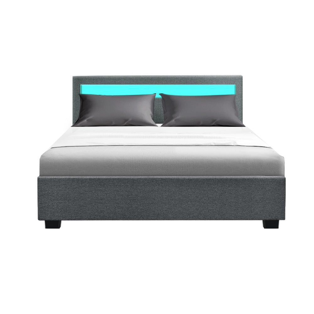 Wanda LED Storage Double Bed Frame Grey