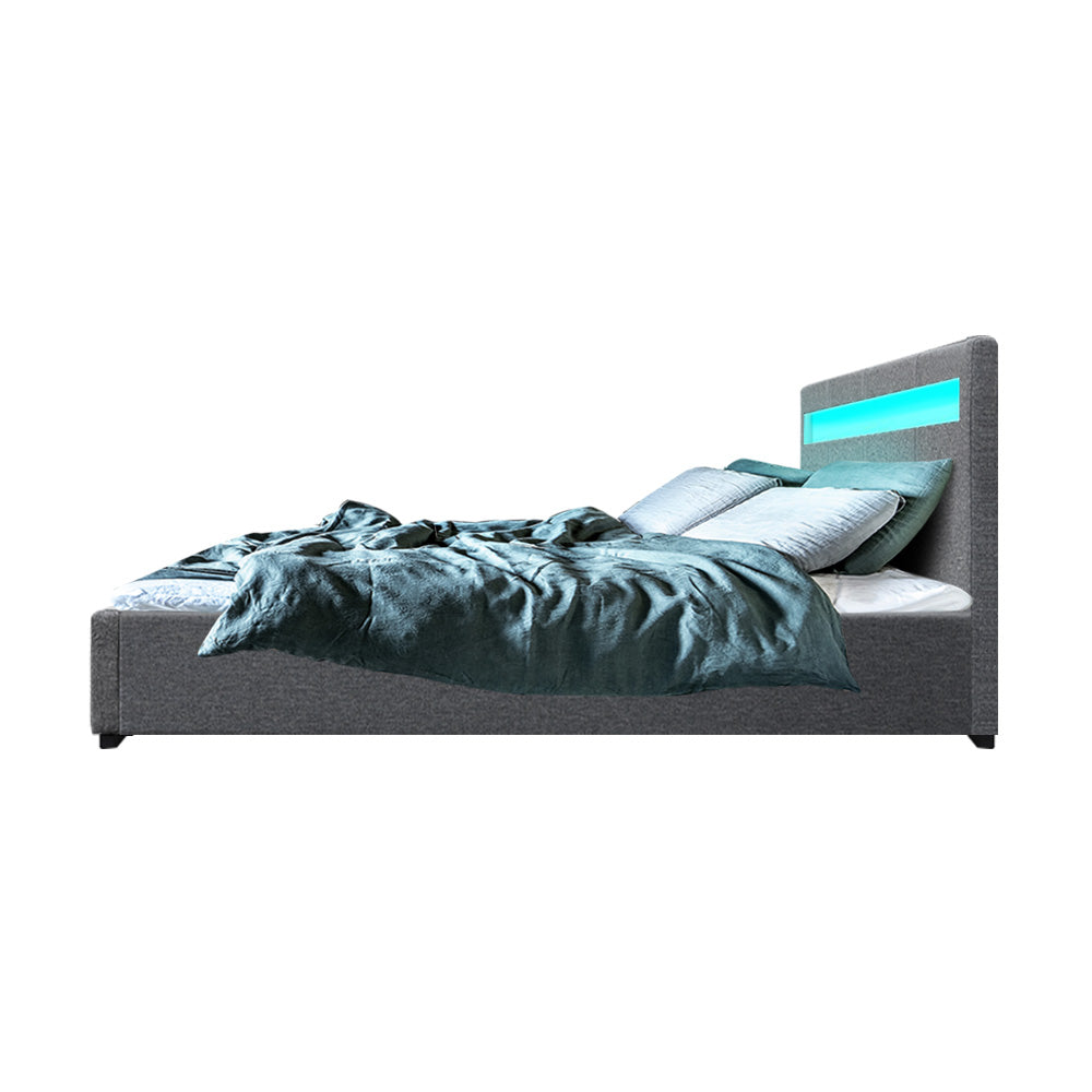 Wanda LED Storage Double Bed Frame Grey