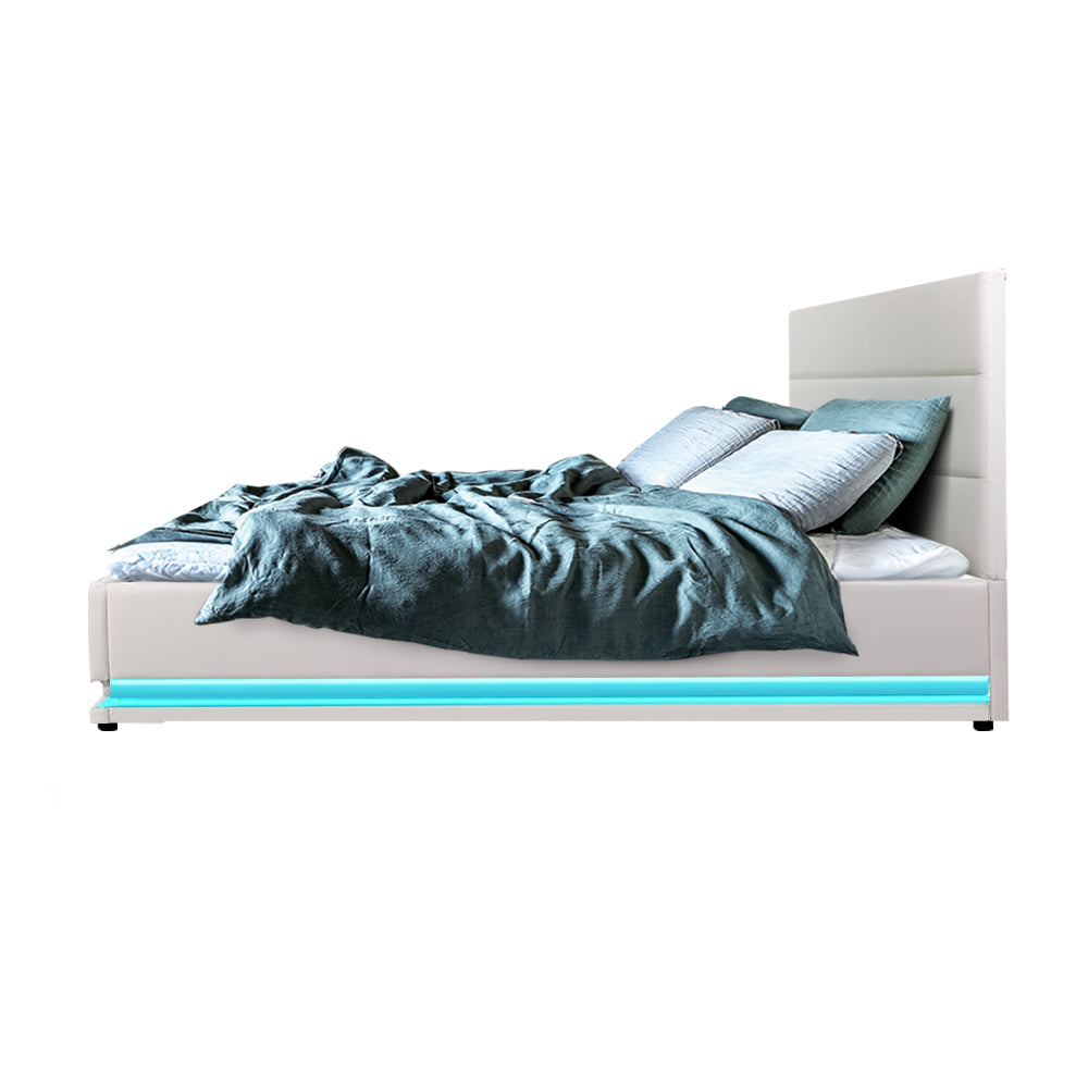 Henley LED Storage Double Bed Frame White