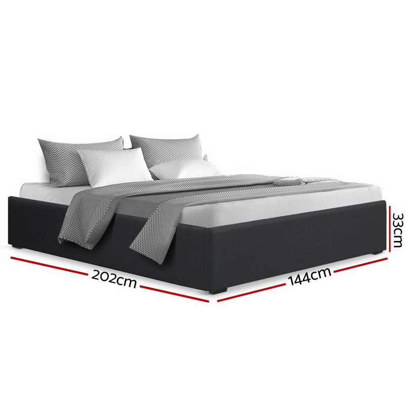 Toki Fabric Double Gas Lift Bed Frame Base with Storage Charcoal