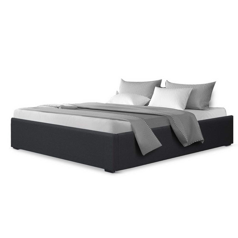 Toki Fabric Double Gas Lift Bed Frame Base with Storage Charcoal