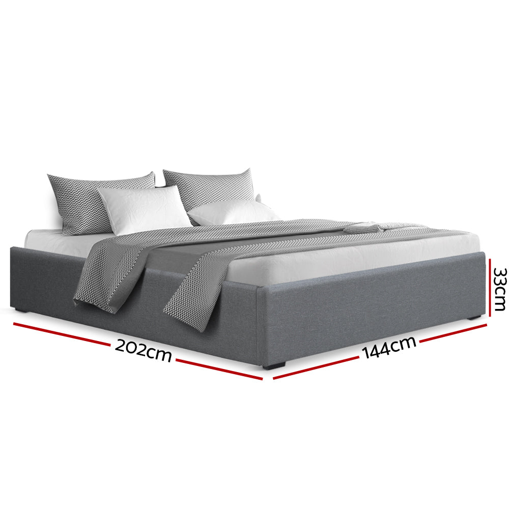 Toki Fabric Double Gas Lift Bed Frame Base with Storage Grey