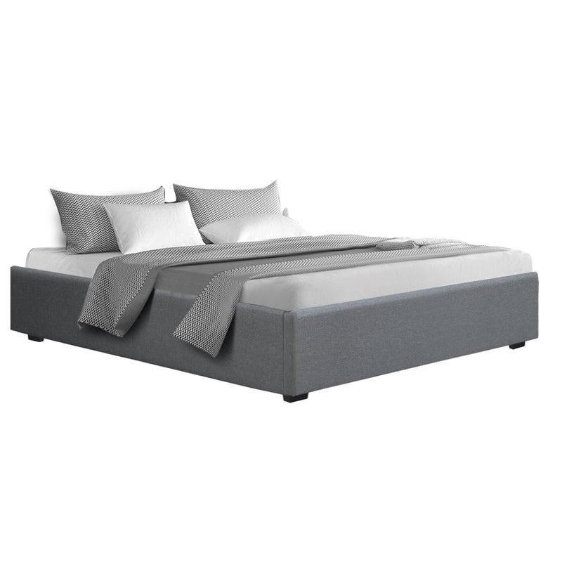 King Size Gas Lift Bed Frame Base with Storage - Grey